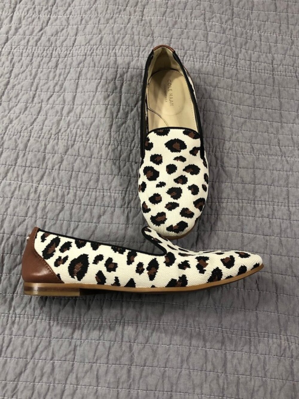 Cole Haan Women 8.5 Grand Series Cheetah Leopard Knit Loafers Flats - Picture 2 of 16